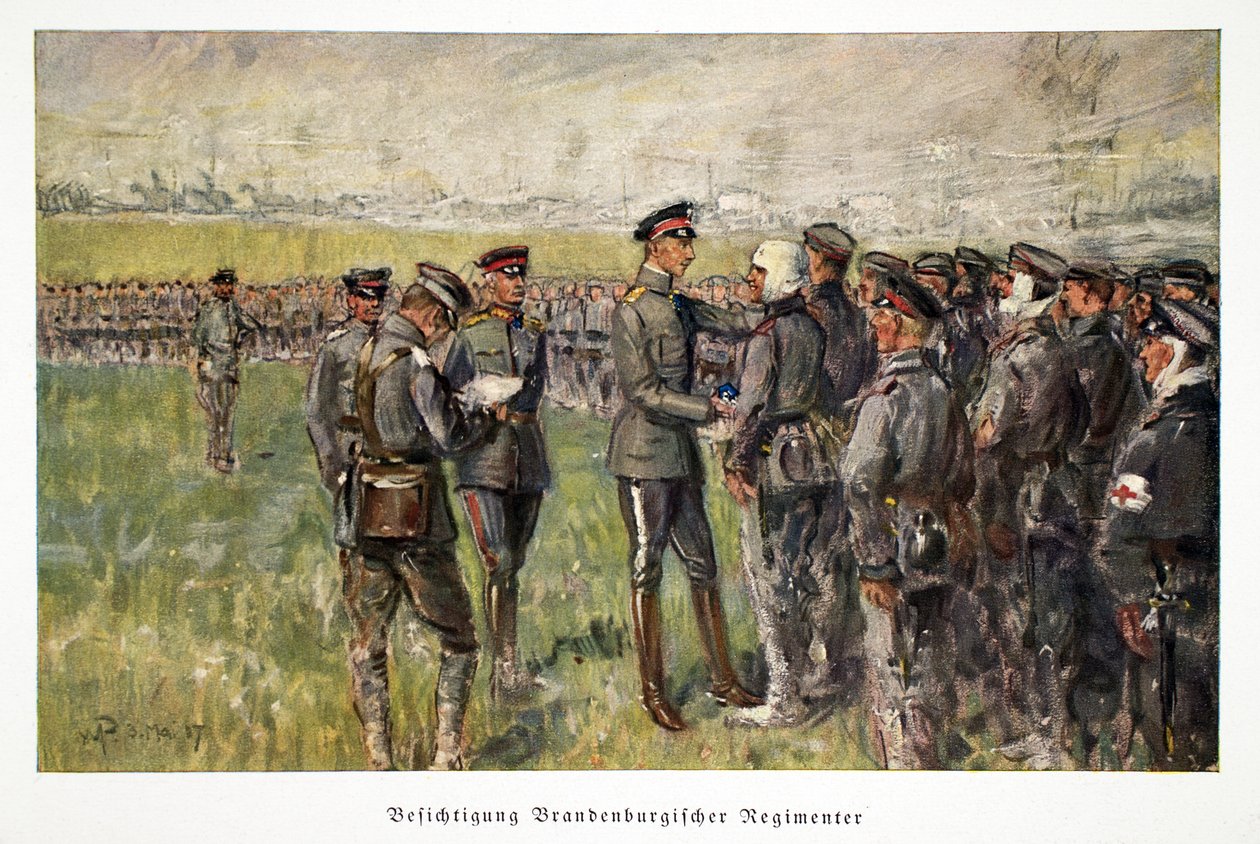 Guglielmo, principe ereditario di Germania, in visita alle truppe ferite sul campo, pub. 3 maggio 1917 da William Friedrich Georg Pape