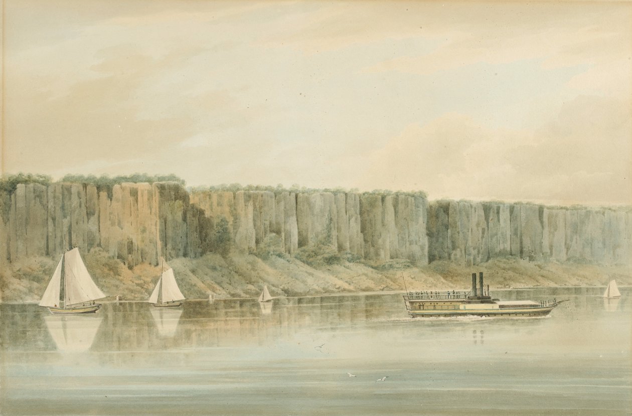Veduta delle Palisades, New Jersey: Studio preparatorio per la tavola 19 di The Hudson River Portfolio, 1820 da William Guy Wall