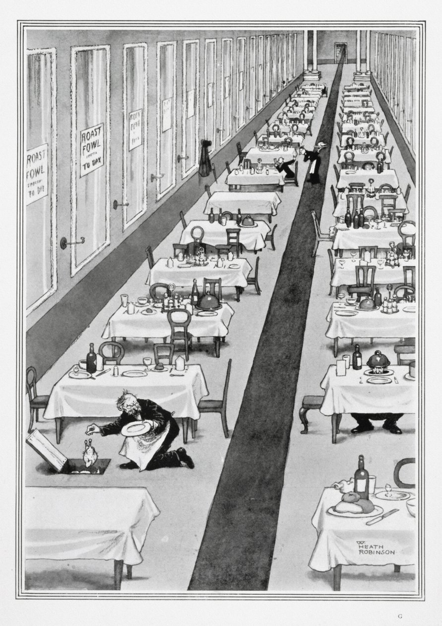 Pollo arrosto oggi, da Some Frightful War Pictures, 1915 da William Heath Robinson