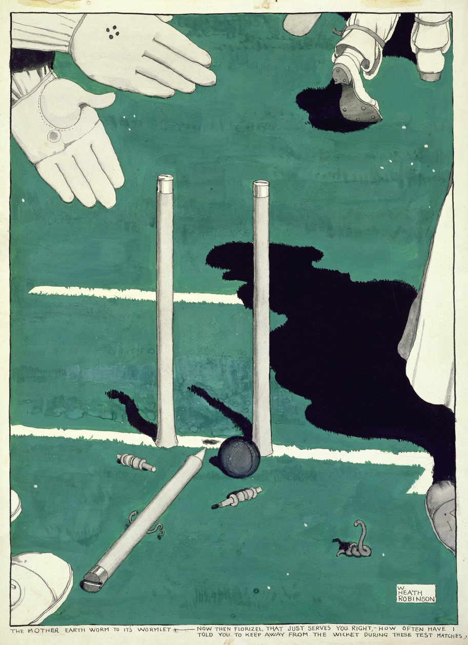 Il verme madre terra al suo vermicello - Allora Florizel... quante volte ti ho detto di stare lontano dal cancello durante queste partite di prova da William Heath Robinson