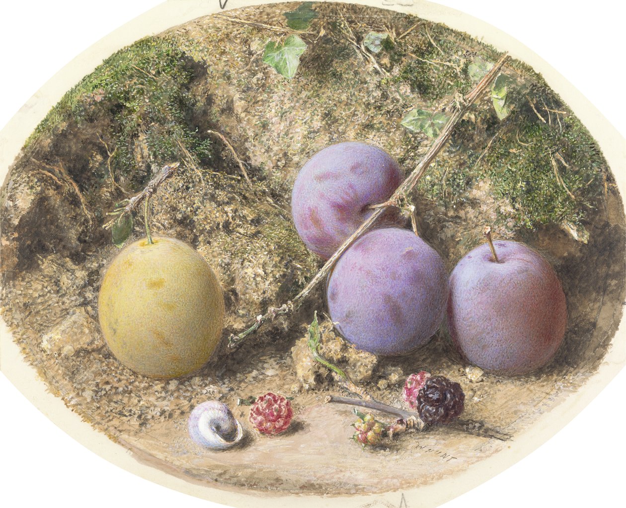 Prugne e more, c.1860 da William Henry Hunt