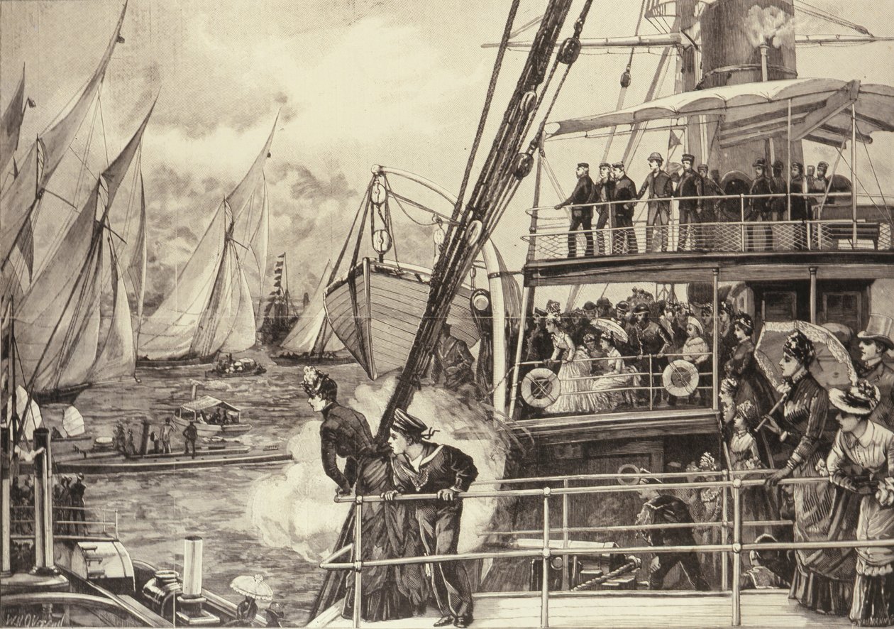 Il Principe di Galles avvia la regata del Giubileo, da The Illustrated London News, 25 giugno 1887 da William Heysham after Overend