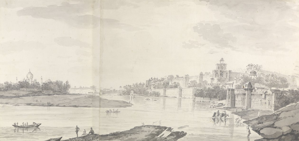 Veduta del Forte di Agra sul fiume Jumna da nord-est, c.1783 da William Hodges