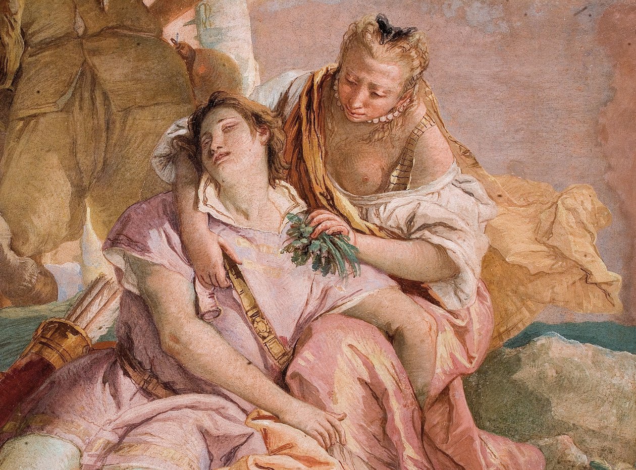 Dettaglio da Angelica che soccorre il ferito Medoro, dalla Stanza dell