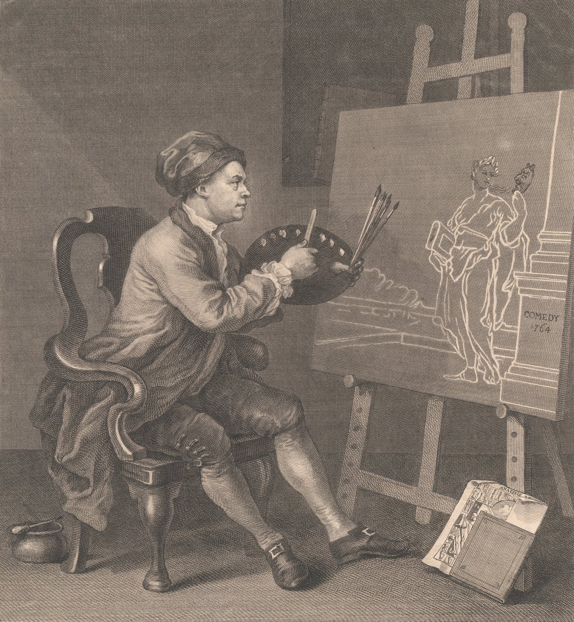 Hogarth che Dipinge la Musa Comica da William Hogarth