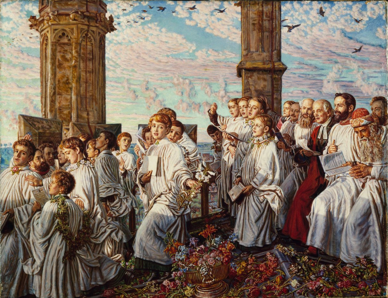 Mattina di maggio al Magdalen College, Oxford, antica cerimonia annuale da William Holman Hunt