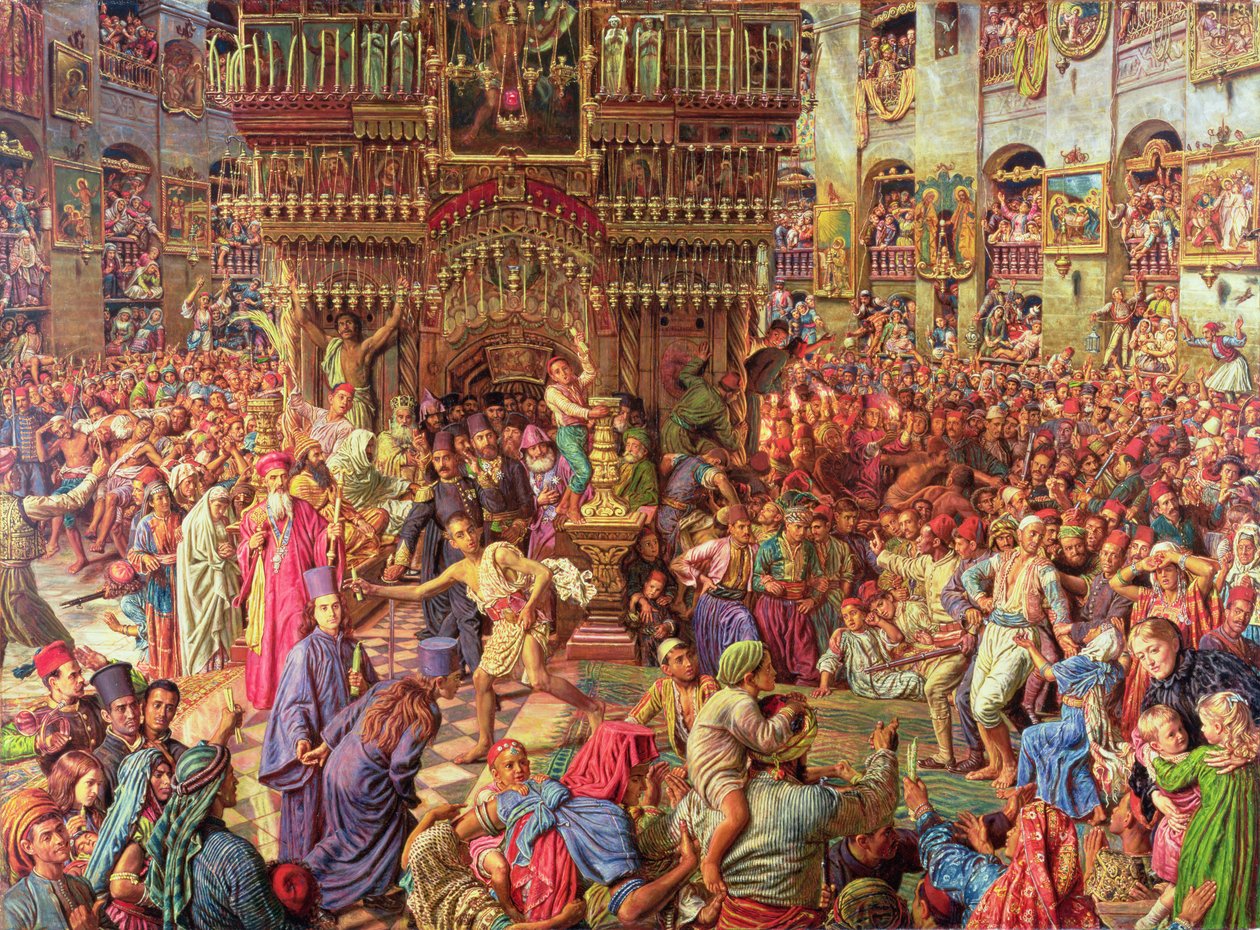 Il Miracolo del Fuoco Sacro, Chiesa del Santo Sepolcro a Gerusalemme, 1892-99 da William Holman Hunt