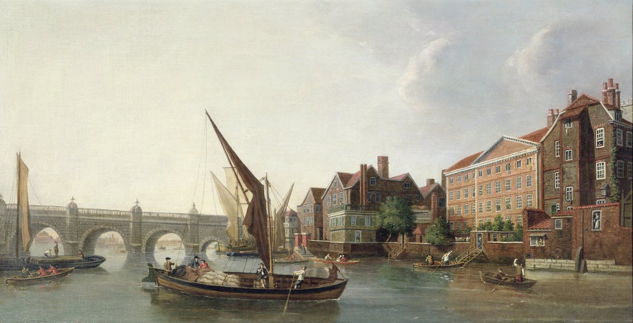Veduta del vecchio ponte di Westminster, Londra da William James