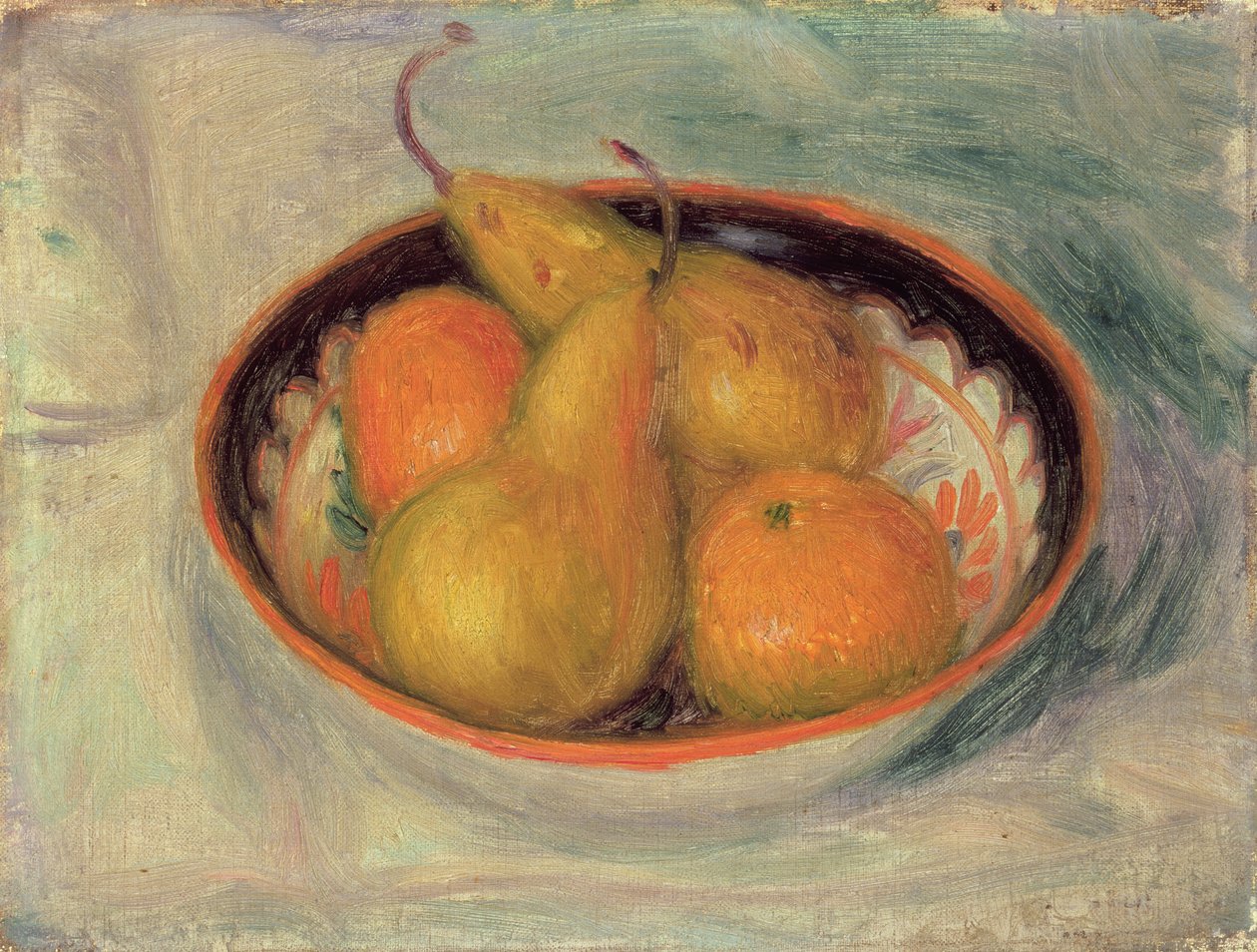 Pere e arance in una ciotola, 1915 da William James Glackens