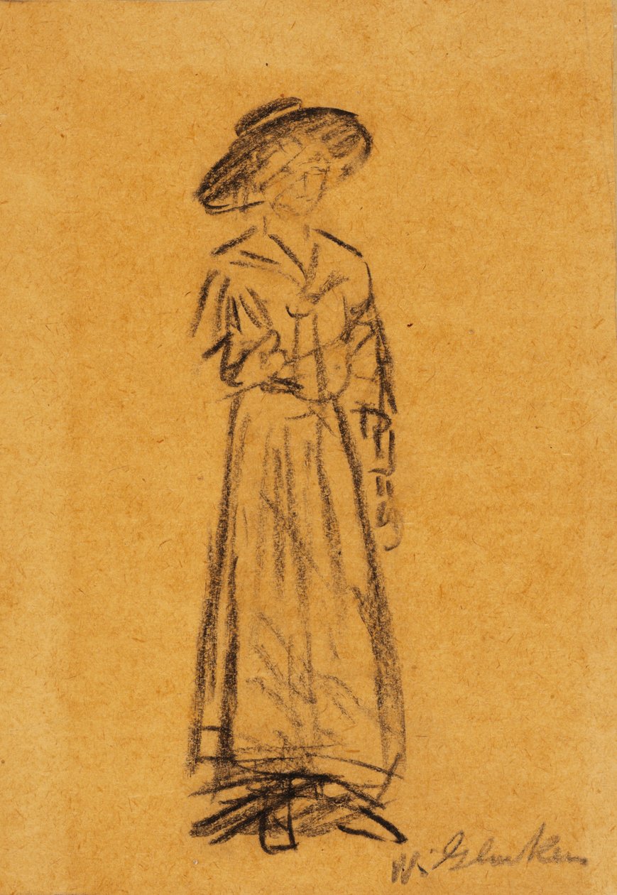 Donna con cappello a tesa larga da William James Glackens