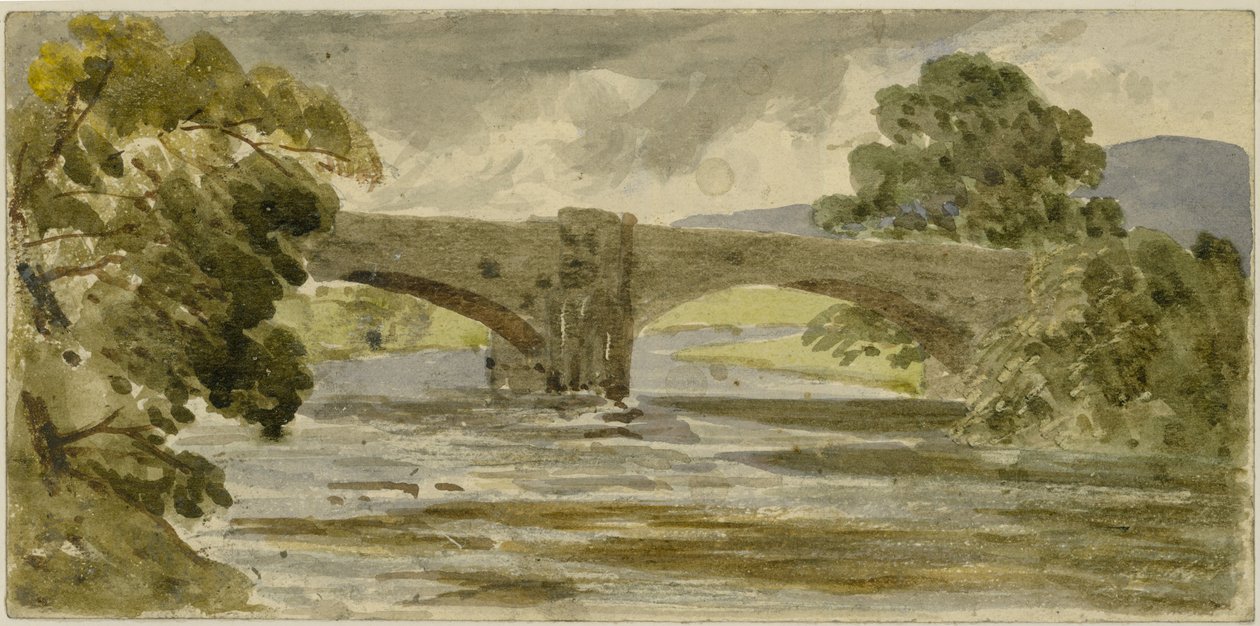 Paesaggio con ponte e alberi da William James Muller