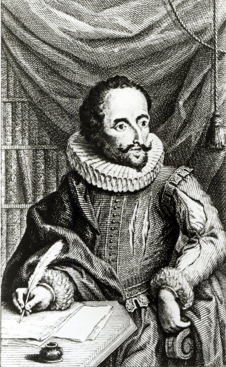 Ritratto di Miguel de Cervantes Saavedra (1547-1616) inciso da Jacob Folkema (1692-1767) da William Kent