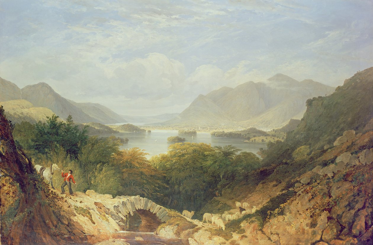 Derwent Water con il ponte di Ashness da William Linton