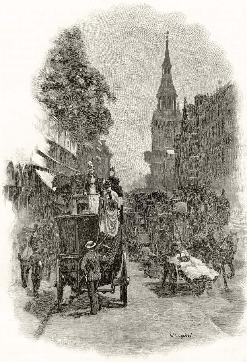 Cheapside e il campanile della chiesa di Bow, da 