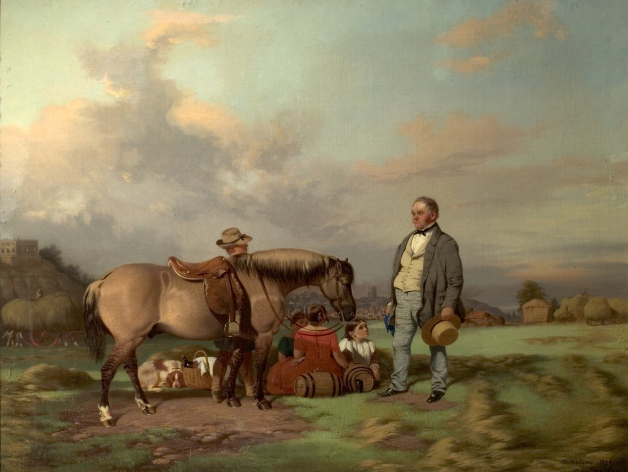 Joseph Fenton con la sua famiglia nei prati, Nottingham, 1840 da William Malbon