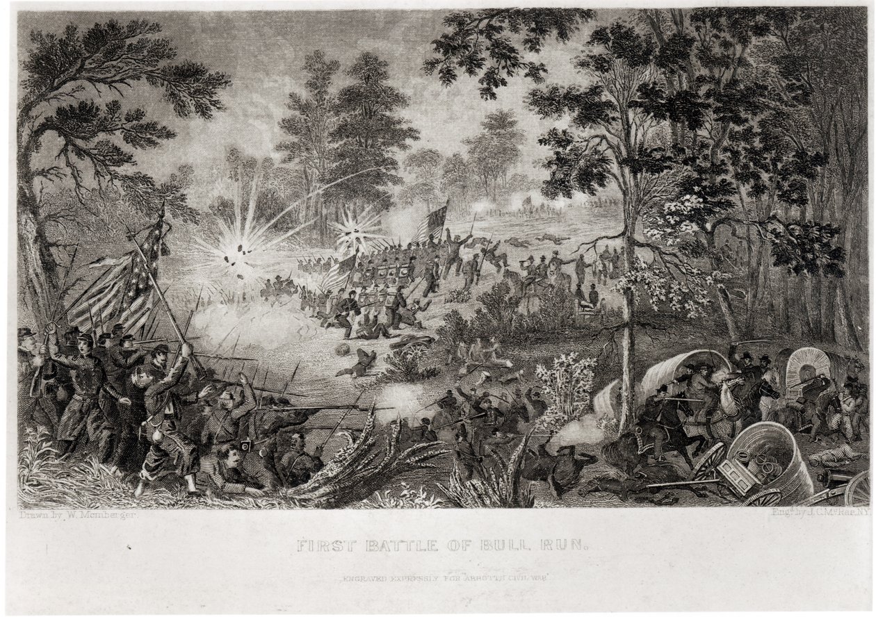 La prima battaglia di Bull Run, 21 luglio 1861, incisa da J.C. McRae da William Momberger