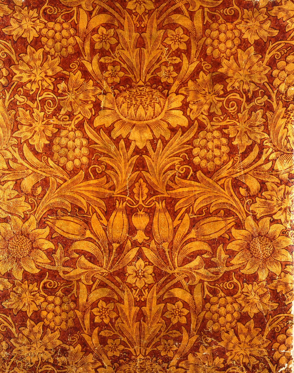 Design di Carta da Parati Oro e Rosso Girasole, 1879 da William Morris