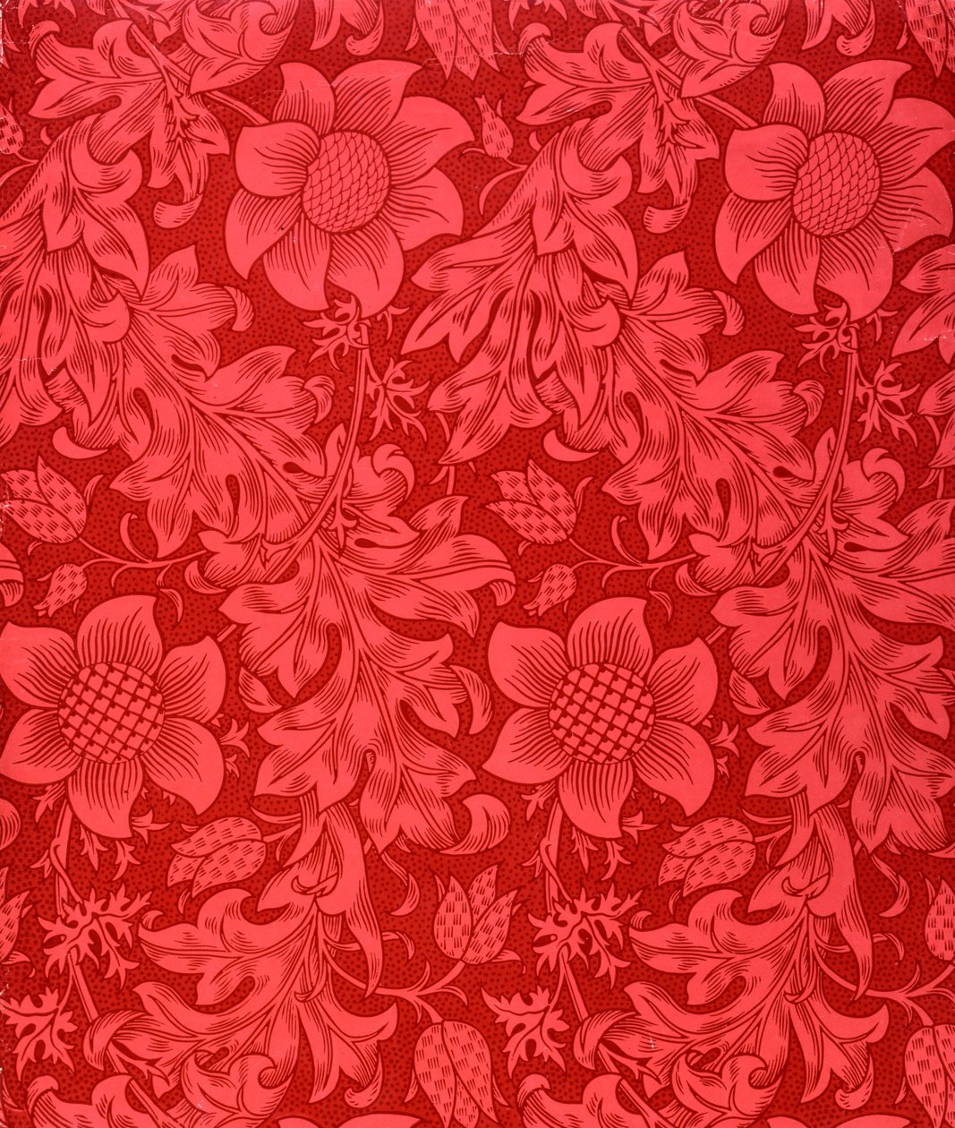 Disegno di carta da parati con girasole rosso, 1879 da William Morris