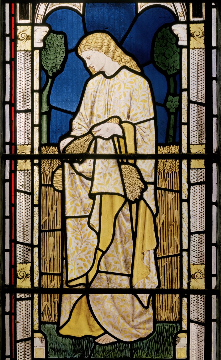 Ruth tra il Grano Straniero, Chiesa di San Edoardo il Confessore, Cheddleton, 1868 da William Morris