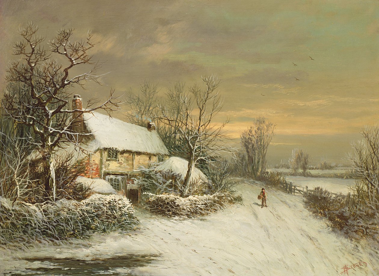 Un cottage in inverno, XIX secolo da William Oliver Stone