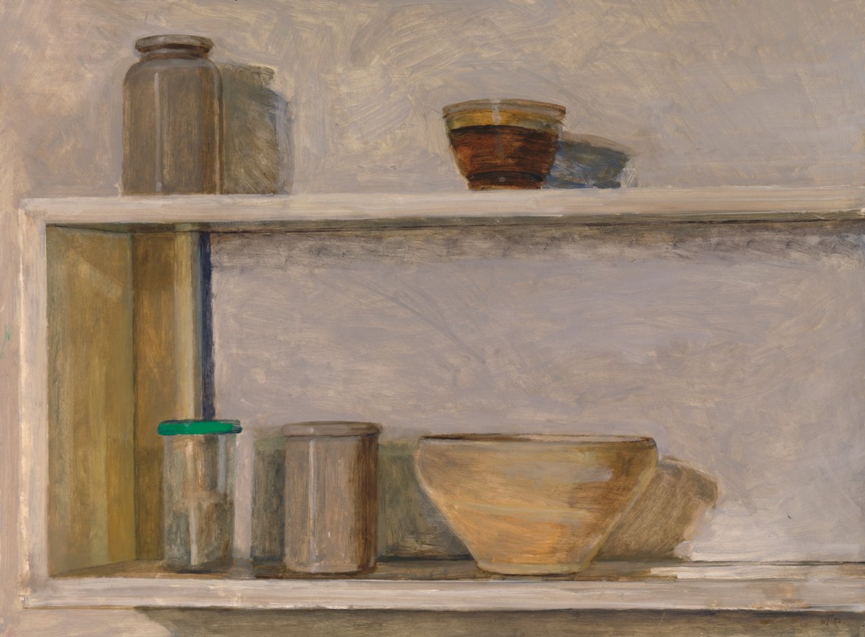 Due mensole e ciotole da William Packer