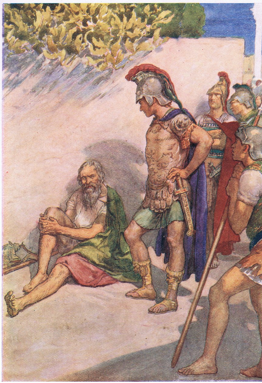 Alessandro e Diogene, da Plutarch Lives pubblicato da T C & E C Jack Ltd, anni 1920 da William Rainey