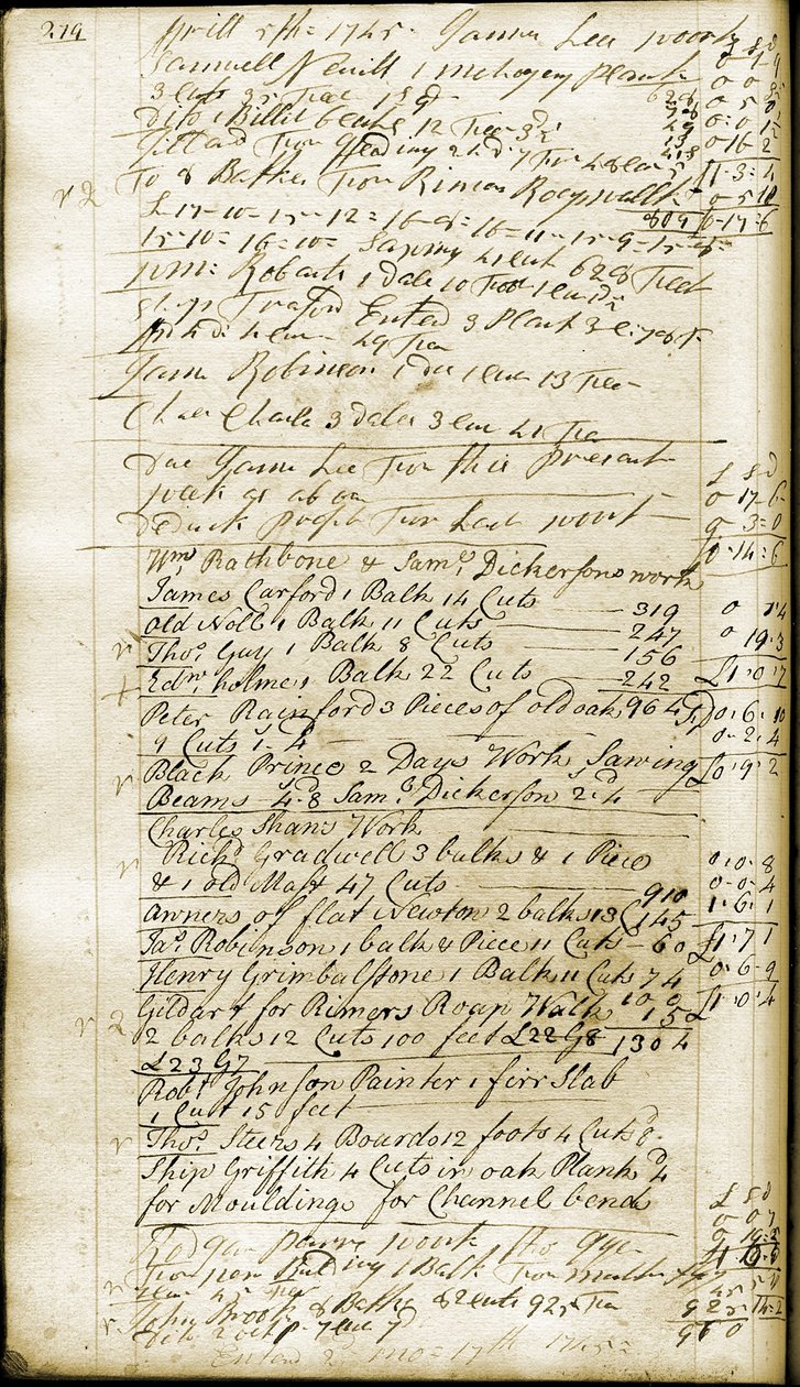 Pagina 279, dal taccuino di Rathbone, 1742 da William Rathbone II