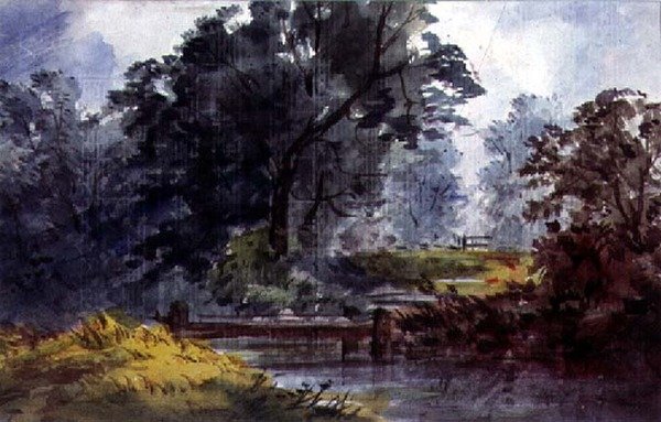 Paesaggio, con ruscello e albero da William Roxby Beverly
