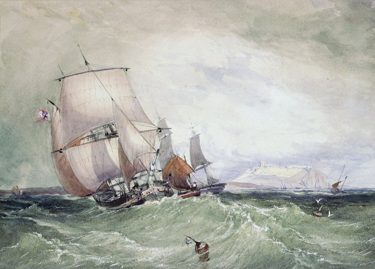 Veduta di Scarborough, con un brigantino carboniero da William Roxby Beverly