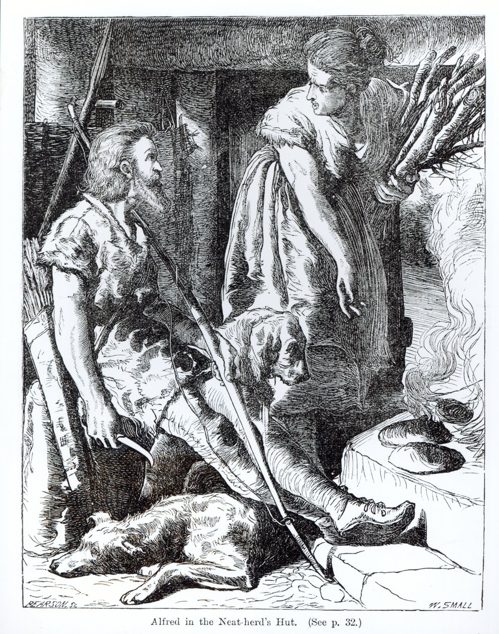 Alfredo (849-99) nella capanna del mandriano, inciso da Pearson da William Small