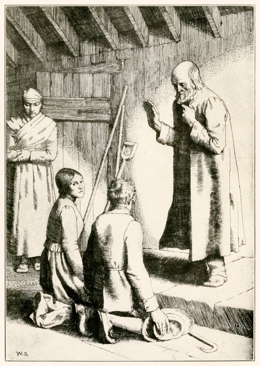 "Matrimonio di Mercy e Matthew" da "Il pellegrinaggio del cristiano da questo mondo a quello che verrà" di John Bunyan da William Strang