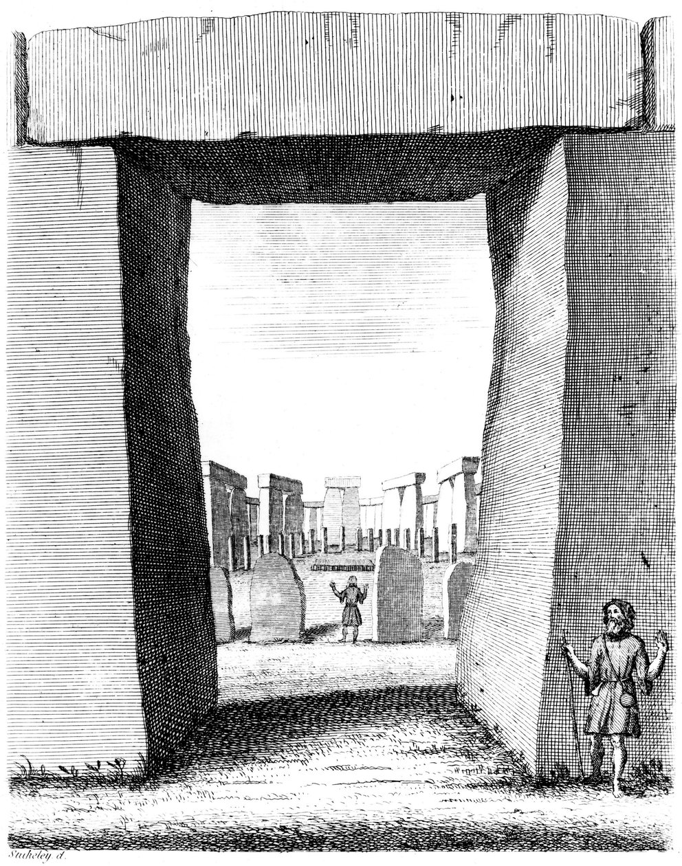 Vista attraverso il trilite di Stonehenge, 1740 da William Stukeley