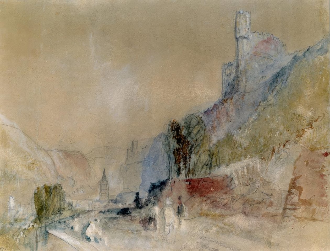 La cappella di San Clemente con il castello di Rheinstein e il castello di Reichenstein da Joseph Mallord William Turner