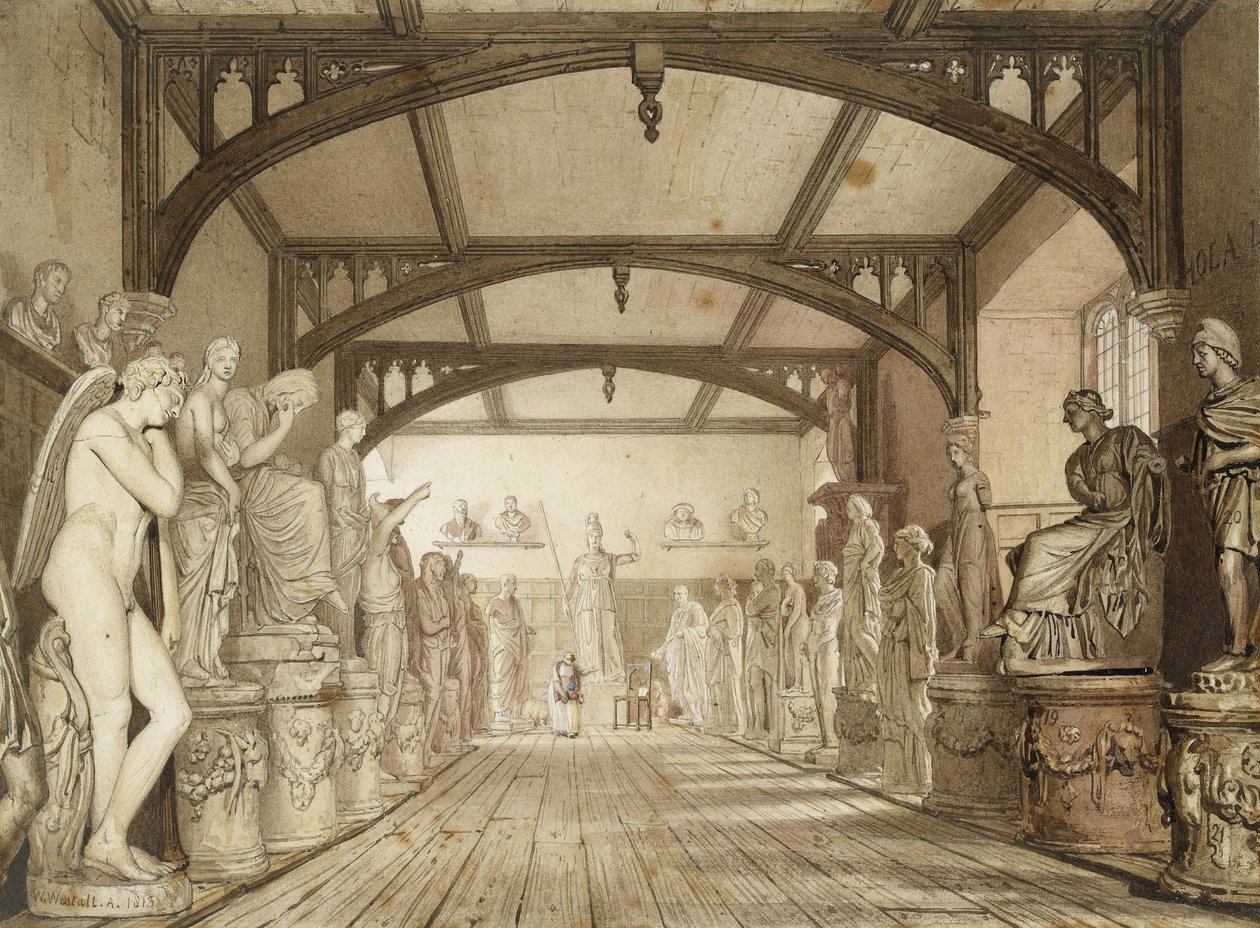 La galleria delle sculture nelle scuole di esame, Oxford, 1813 da William Westall