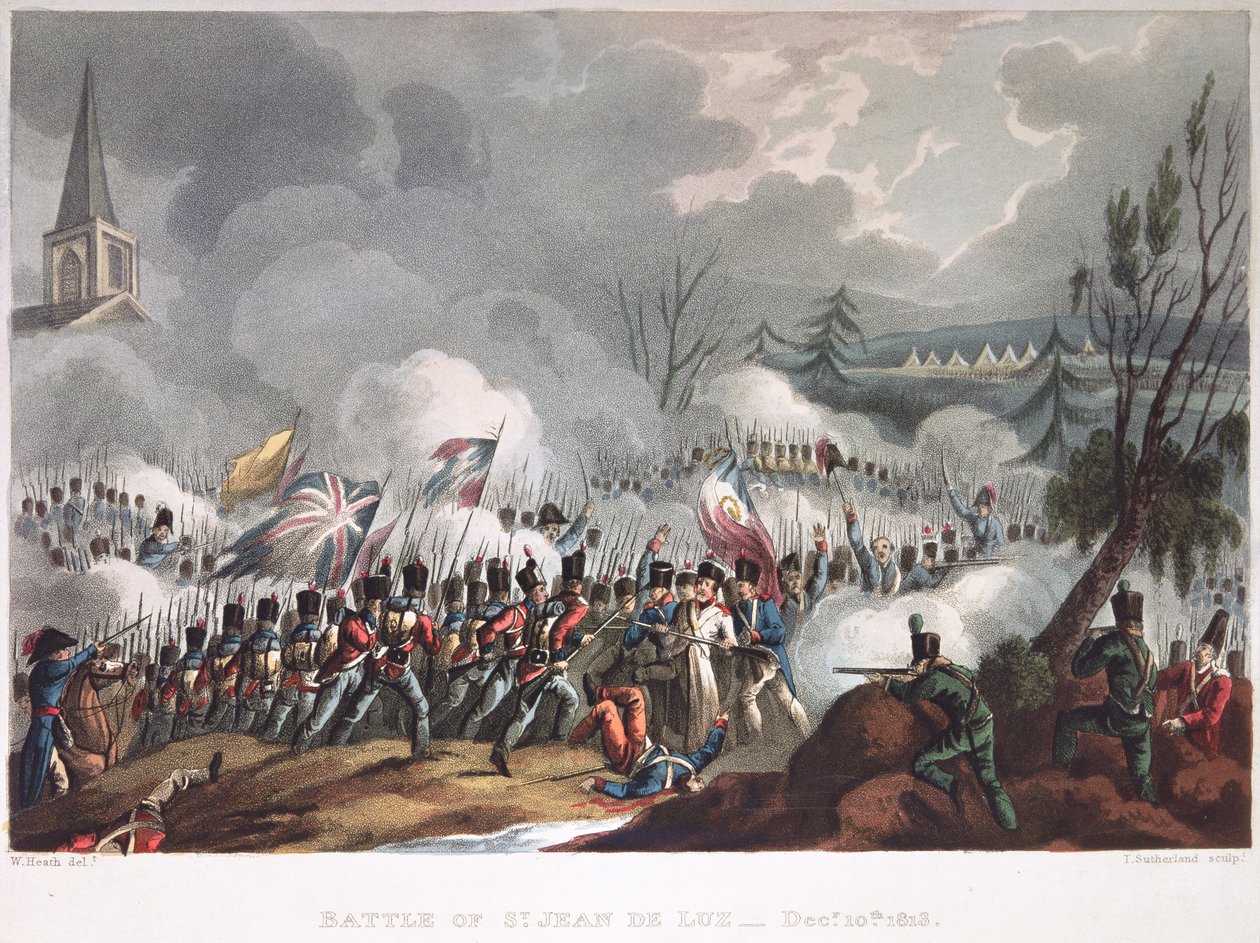 Battaglia di St. Jean de Luz, 10 dicembre 1813, inciso da Thomas Sutherland (n.c.1785) da William after Heath