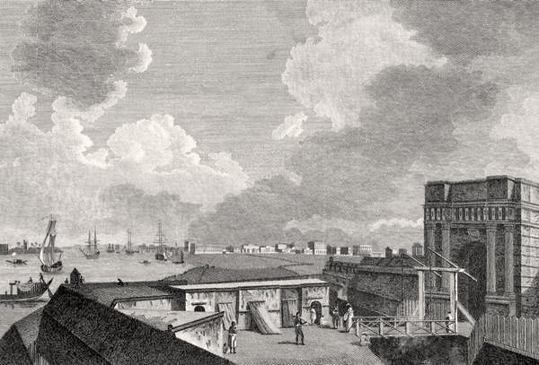 Veduta di Calcutta presa dal Forte William, inciso da J. Eastgate da William after Hodges