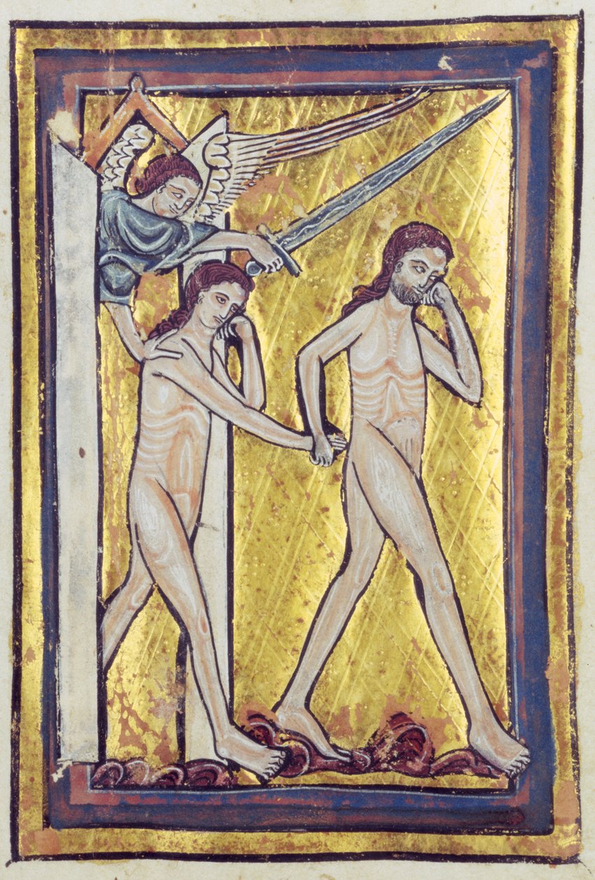 Adamo ed Eva cacciati dal Paradiso, da un libro di immagini bibliche, c.1250 da William de Brailes  