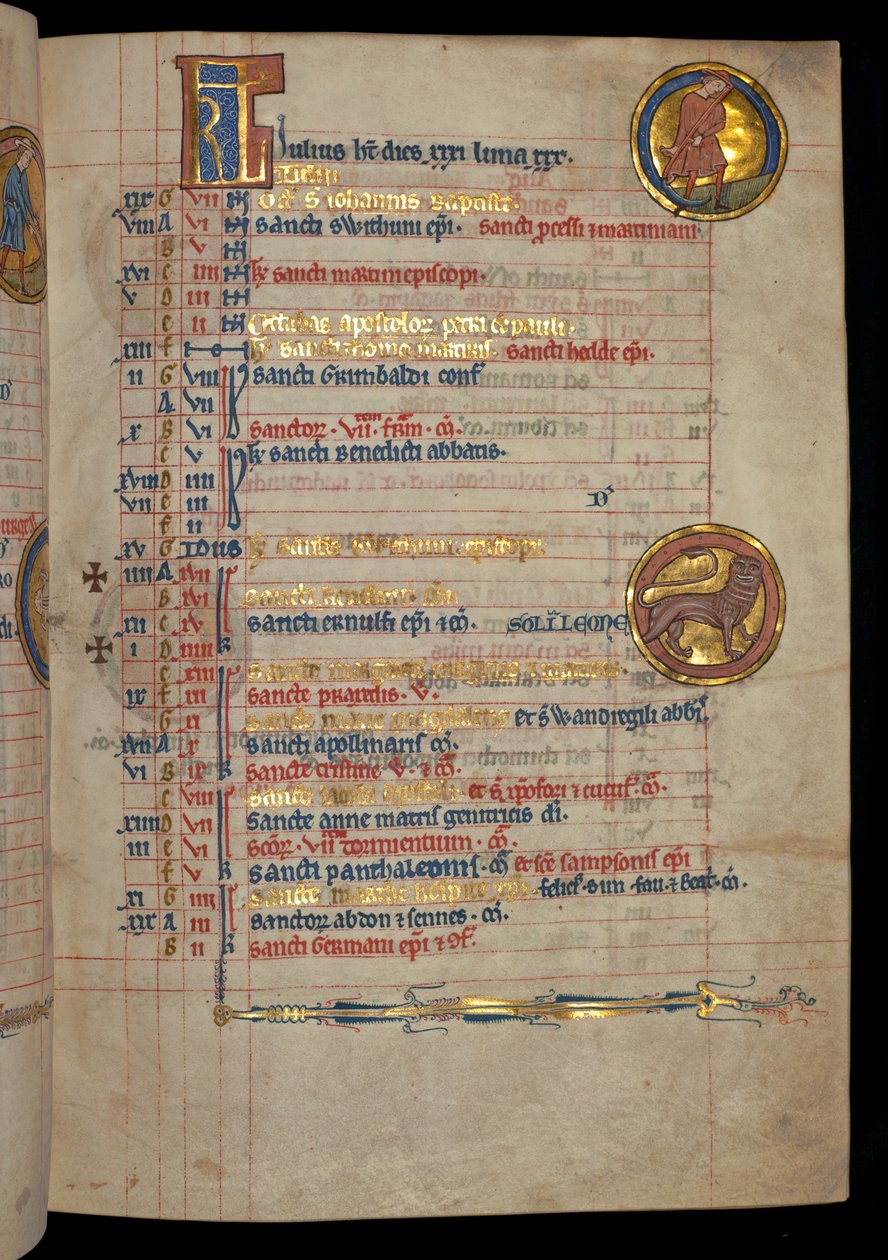 Ms 322 f.4r, Luglio, un uomo che falcia, illustrazione dal 