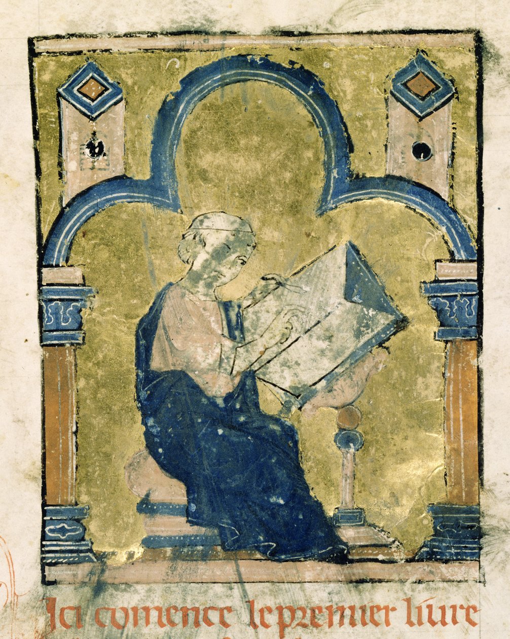 Possibile autoritratto di Guglielmo di Tiro che scrive alla sua scrivania, da Estoire d