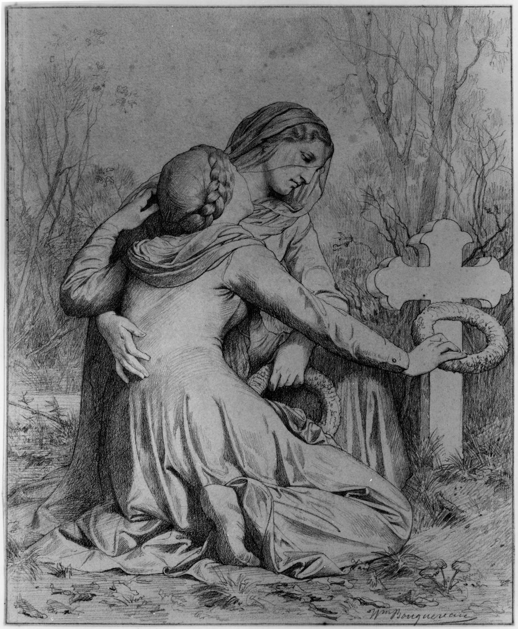 Donne in lutto inginocchiate presso una tomba da William-Adolphe Bouguereau