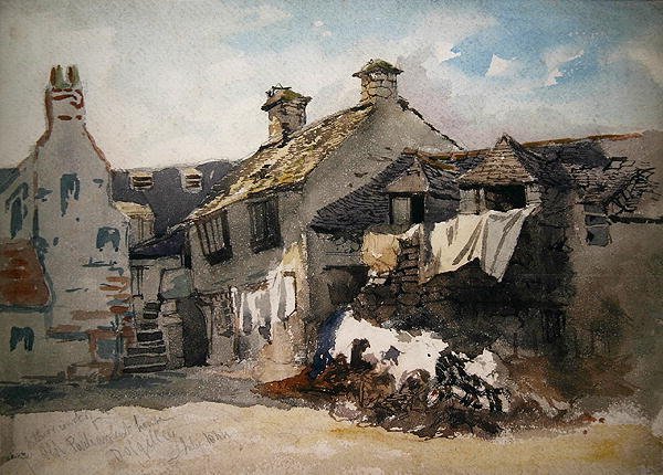 Il cortile interno della Vecchia Casa del Parlamento, Dolgelley, Galles del Nord (acquerello su carta) da William Evans