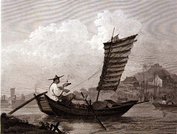 Economia del Tempo e del Lavoro Esemplificata in un Barcaiolo Cinese, inciso da Thomas Medland da William (after) Alexander