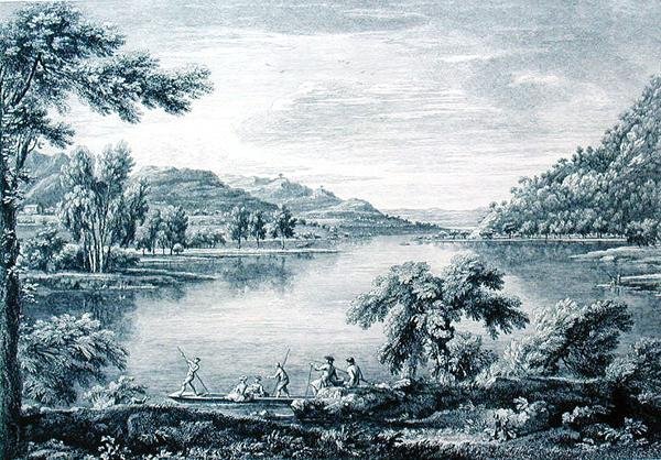 Vista di Hawswater, un lago vicino a Banton nel Westmoreland, inciso da Chatelin e Muller da William (after) Bellers