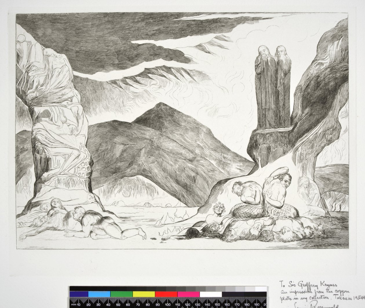 Il cerchio dei falsificatori: Dante e Virgilio si coprono il naso a causa del fetore, Inferno, Canto XXIX, illustrazione alla 
