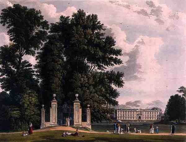 Ingresso al viale da Clare Hall Piece (il nuovo edificio di Kings), Cambridge, da 