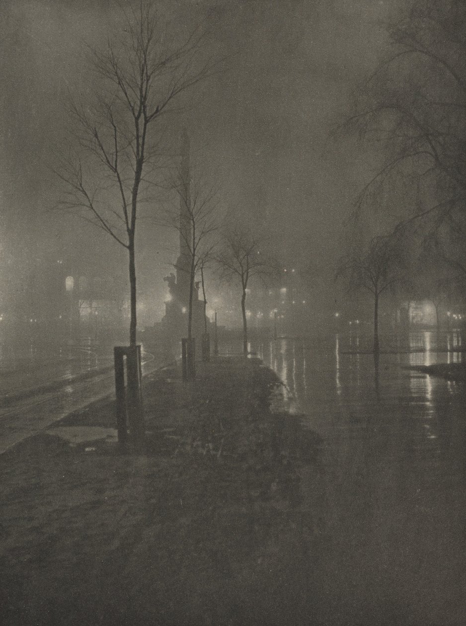 Notte bagnata, Columbus Circle, New York, 1925 circa (foto) da William A. Fraser