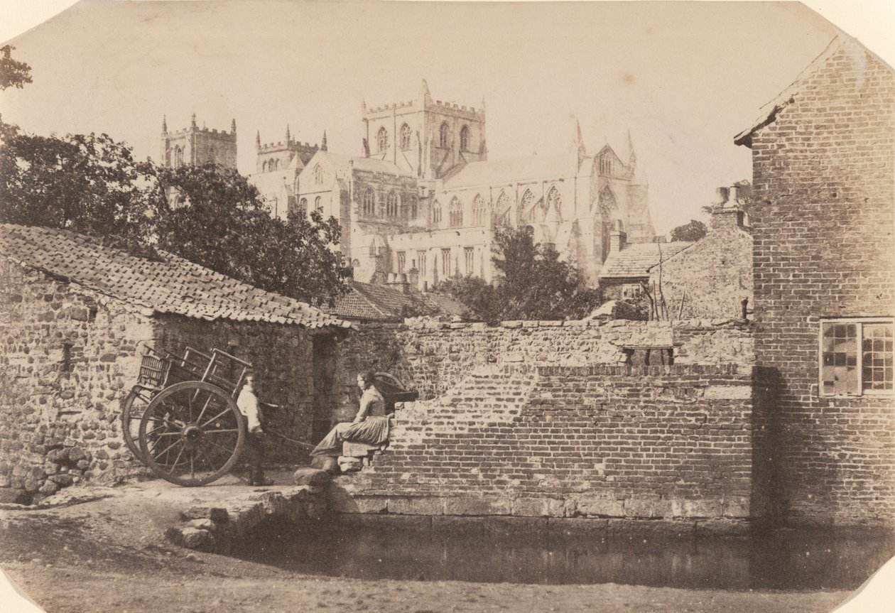 Cattedrale di Ripon da sud-est, adiacente al fiume Skell, 1855 ca. 1855 (foto) da William A. Pumphrey