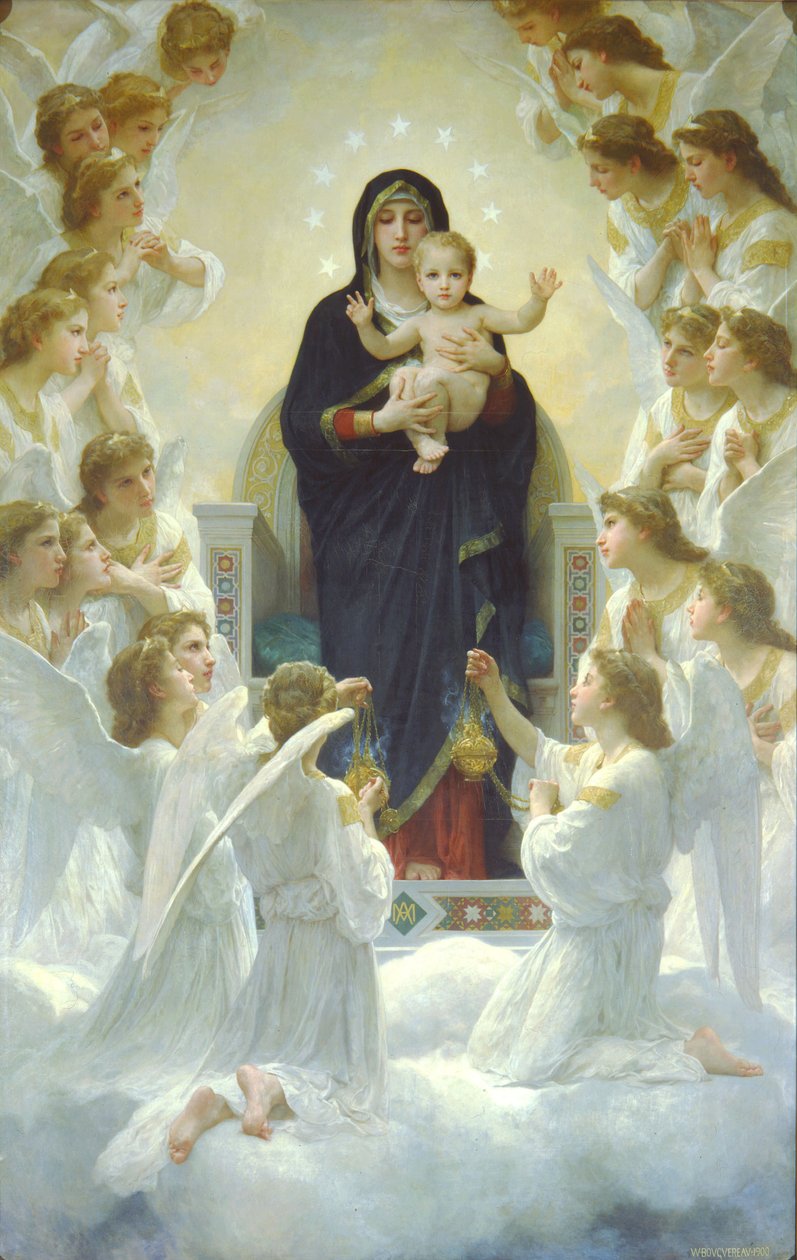 La Regina degli angeli o La Vergine con gli angeli da William Adolphe Bouguereau
