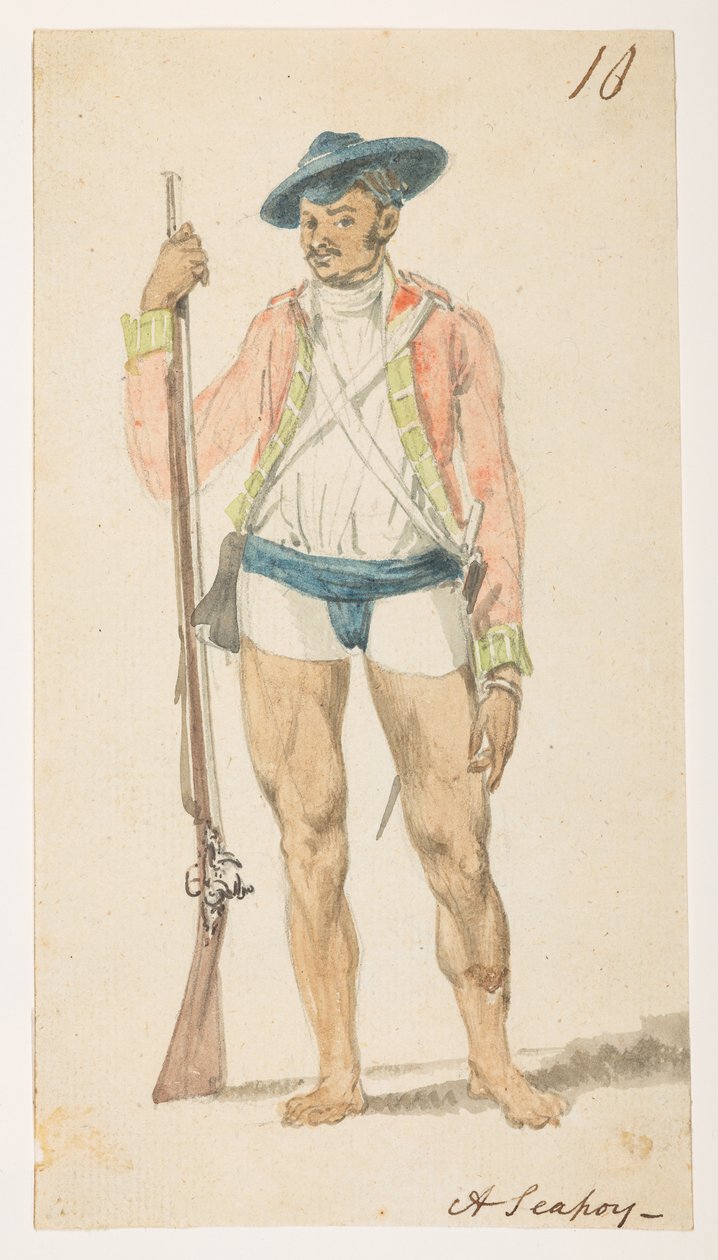 Un sepoy. da un Album di 372 disegni di paesaggi, coste, costumi e vita quotidiana realizzati durante l
