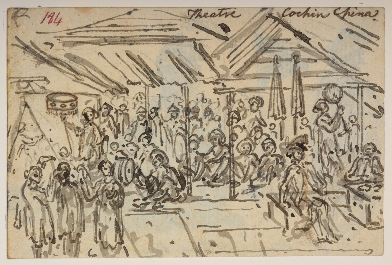 Teatro. Cocincina, da un Album di 372 disegni di paesaggi, coste, costumi e vita quotidiana realizzati durante l